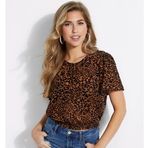 Guess Rhelin Cheetah Burnout Velvet Top